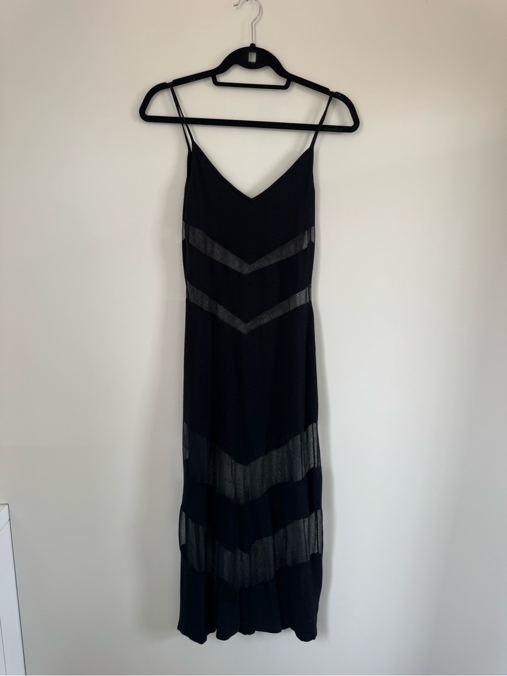 Cult Gaia Lani Knit Midi Dress in Black Size XS Sheer Chevron - FAIR condition - Picture 5 of 9